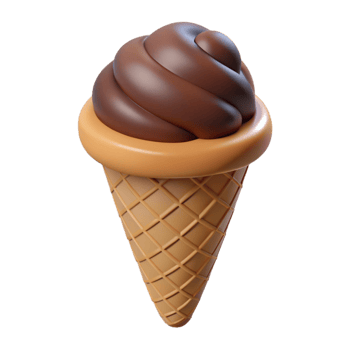 breathtaking reflective art deco Ice cream cone, chocolate, with Transparent Background artisan png