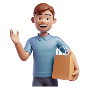 mesmerizing passionate tropical Happy customer holding a shopping bag invisible, with Transparent Background 4K png
