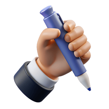 exceptional traditional Ultra-detailed, professional render of a human hand holding a single pen Isolated cutout with Transparent Background fine detail png