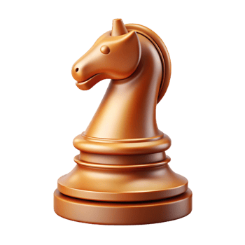 magnificent mid-century Professional render, ultra-detailed, isolated cutout of a single, polished, wooden chess piece - a knight with Transparent Background precision png