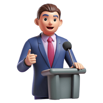 signature vintage Confident speaker with a microphone, with Transparent Background high quality png