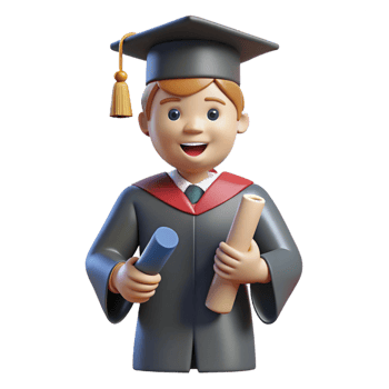 sought-after impressionist Graduate student, cap and gown, holding diploma, with Transparent Background fine detail png