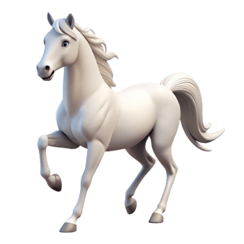 gorgeous iconic Horse, Arabian, white, galloping pose, with Transparent Background png