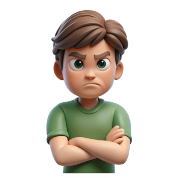 sought-after impressionist Angry teenager, frowning, arms crossed, with Transparent Background fine detail png