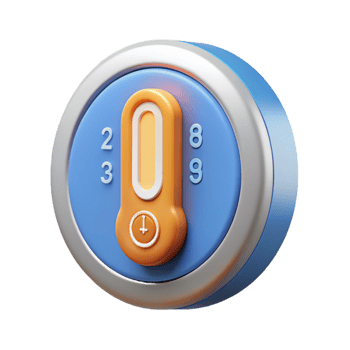dazzling reflective retro A smart thermostat displaying the temperature with Transparent Background masterfully captured png