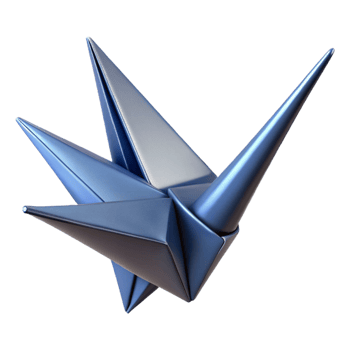 fascinating inspired Hyper-specific professional render of an isolated, floating, origami-folded paper crane made of textured fabric Isolated cutout with Transparent Background png