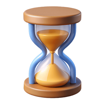 whimsical breathtaking A single, stylized hourglass, with sand flowing through it with Transparent Background 4K png
