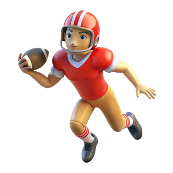 gorgeous distinguished Football player, throwing, with Transparent Background png