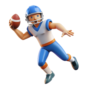 exquisite joyful coastal Football player, throwing, with Transparent Background elite png