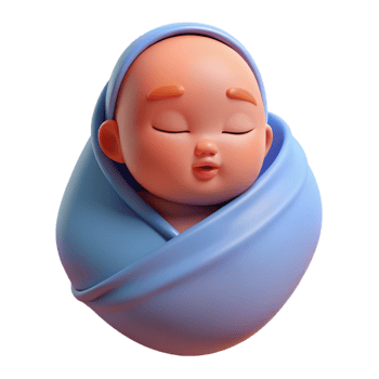 extraordinary quintessential Sleeping baby, swaddled, peaceful expression, with Transparent Background png