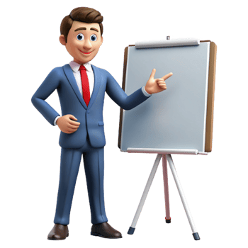 dramatic exquisite Businessman giving a presentation, with Transparent Background high resolution png