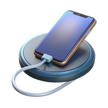 extraordinary distinctive Smartphone charging on wireless charging pad with Transparent Background png