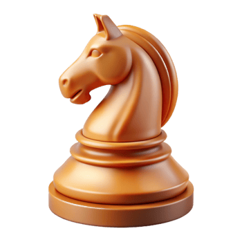 spectacular dreamy contemporary Hyper-specific, professional render of a single, polished, wooden chess piece, the knight, isolated cutout with Transparent Background flawless png