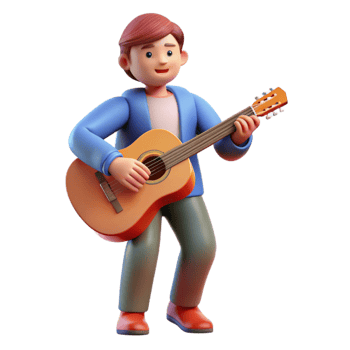 picturesque geometric Musician playing guitar with Transparent Background crisp png
