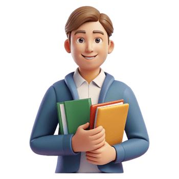 quintessential geometric Student holding books, education portrait, with Transparent Background original png