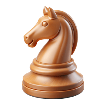alluring bohemian Professional render, ultra-detailed, isolated cutout of a single, polished, wooden chess piece - a knight with Transparent Background refined png