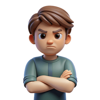picturesque calm impressionist Angry teenager, arms crossed, with Transparent Background perfect clarity png