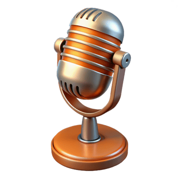 radiant abstract Hyper-specific, professional render, isolated cutout A vintage-style microphone with a chrome grill and Bakelite stand with Transparent Background 8K png