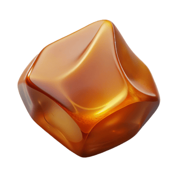 gorgeous geometric Concept art style, ultra-detailed, isolated cutout professional render of a single, polished piece of amber with Transparent Background crisp png
