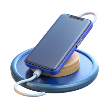 hypnotic dynamic modern Smartphone charging on wireless charging pad with Transparent Background 4K png
