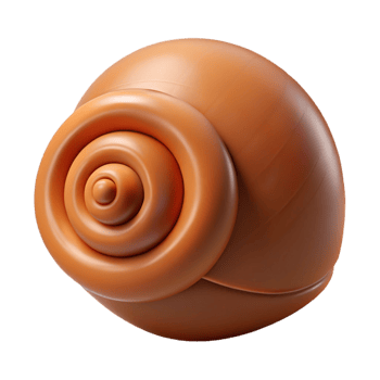 fascinating nordic Concept art style, isolated cutout of a single, coiled snail shell, brown and spiraled with Transparent Background gallery standard png
