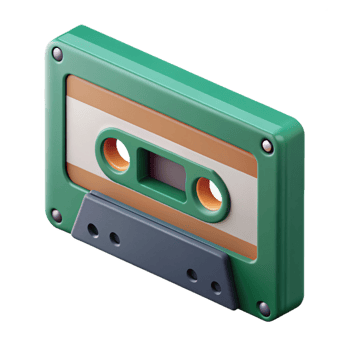 elegant inspired Hyper-specific, isolated cutout of a single retro cassette tape, professional render, ultra-detailed magnetic tape visible with Transparent Background png