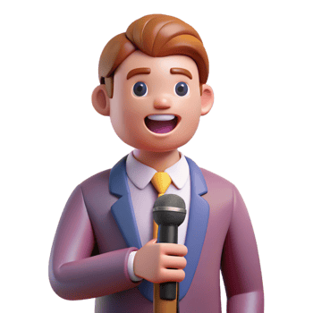 notable victorian Confident speaker with a microphone, with Transparent Background elite png