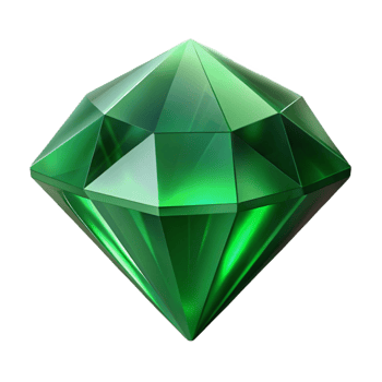 gorgeous mysterious urban Ultra-detailed, isolated cutout of a single, abstract, faceted gemstone, emerald green, with intricate internal light refractions with Transparent Background professional png