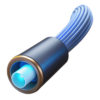 serene harmonious artistic Fiber optic cable with glowing end with Transparent Background original png