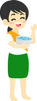 A cartoon woman holding a bowl of food png