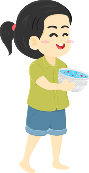 A cartoon girl holding a bowl of cereal png