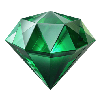 notable urban Ultra-detailed, isolated cutout of a single, abstract, faceted gemstone, emerald green, with intricate internal light refractions with Transparent Background ultra HD png