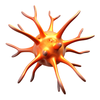 captivating intense minimalist Isolated cutout, concept art style, single, hyper-detailed neuron, synapses firing, professional render with Transparent Background genuine png