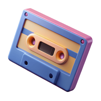 distinguished art deco Concept art style isolated cutout of a single cassette tape with Transparent Background artisan png
