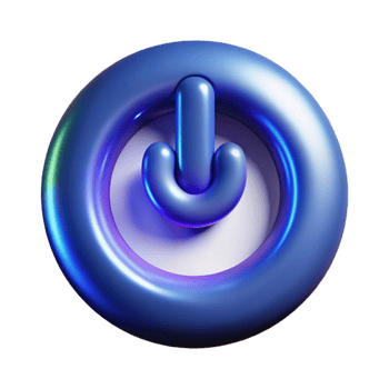 extraordinary mysterious tropical A power button symbol, glowing with Transparent Background detailed png