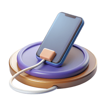 picturesque coveted Smartphone charging on wireless charging pad with Transparent Background png