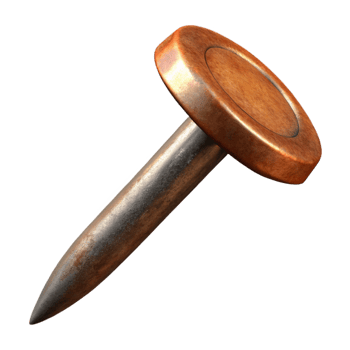 dramatic surreal Photorealistic, ultra-detailed, isolated cutout of a single, rusted, iron nail Hyper-specific texture and color with Transparent Background high quality png