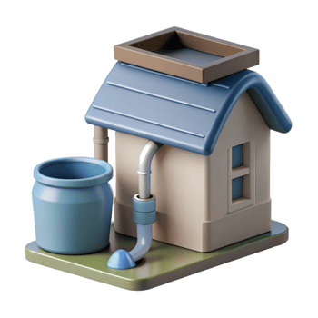 magnificent impressionist Rainwater harvesting system, gutter, sustainable design with Transparent Background precision png