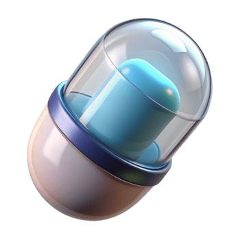 radiant dreamy surreal Photorealistic, ultra-detailed render Isolated cutout of a futuristic food capsule with transparent casing and visible contents with Transparent Background luxury png