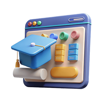 dramatic quintessential Online education platform interface with Transparent Background png
