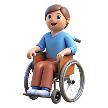 energetic glorious Person with disability in wheelchair, disability portrait, with Transparent Background 4K png