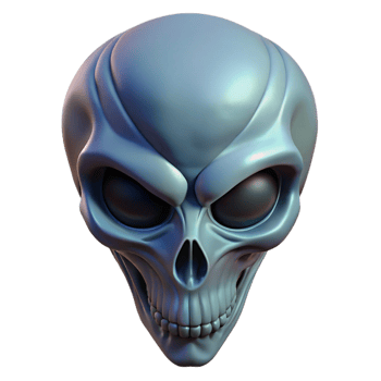 sought-after retro Alien skull, elongated shape, bony ridges with Transparent Background perfect clarity png