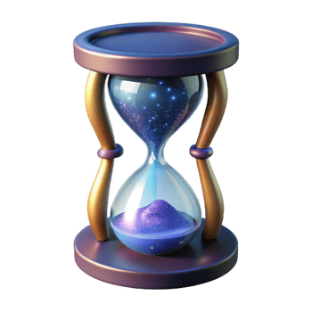timeless nordic Professional render, photorealistic, isolated cutout of a single, ultra-detailed, hyper-specific cosmic hourglass filled with stardust with Transparent Background detailed png