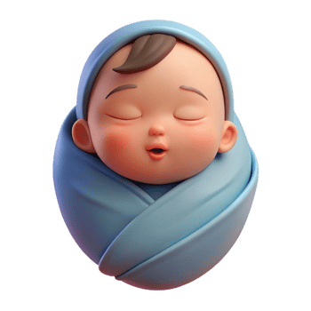 coveted geometric Sleeping baby, peaceful expression, swaddled, with Transparent Background fine detail png