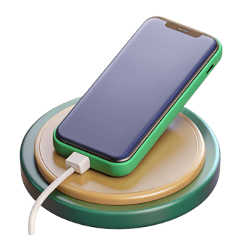 majestic passionate coastal Smartphone charging on wireless charging pad with Transparent Background masterfully captured png