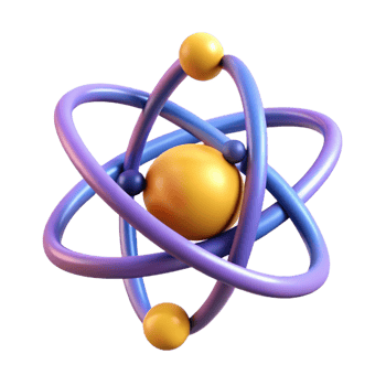 enchanting unparalleled A stylized, abstract representation of the atom with Transparent Background png