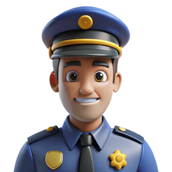 dynamic dramatic Police officer in uniform, law enforcement portrait, with Transparent Background masterfully captured png