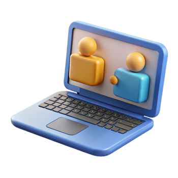 mesmerizing coveted Laptop with conferencing software open with Transparent Background png