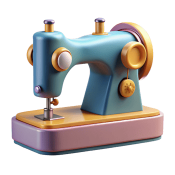 celebrated bohemian Hyper-specific, concept art style, isolated cutout, vintage sewing machine with pedal with Transparent Background museum quality png