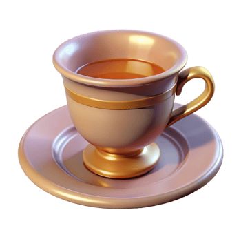 extraordinary contemporary Hyper-specific, professional render of a vintage teacup and saucer with Transparent Background premium png